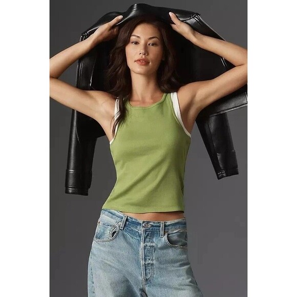 Anthropologie Pilcro Double Trouble Layered Tank Blouse Top Ribbed M NWT 280188 - Picture 1 of 5